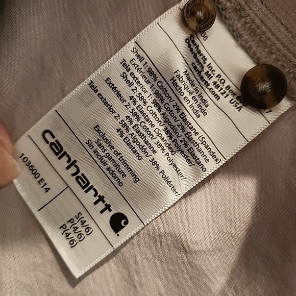 Carhartt Fairview Chambray Button Up Shirt Women S Beige Roll Tab Work Casual - Picture 5 of 6